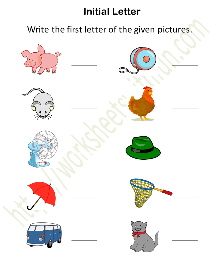 Write The First Letter Of The Picture Worksheets Pdf : Free Preschool